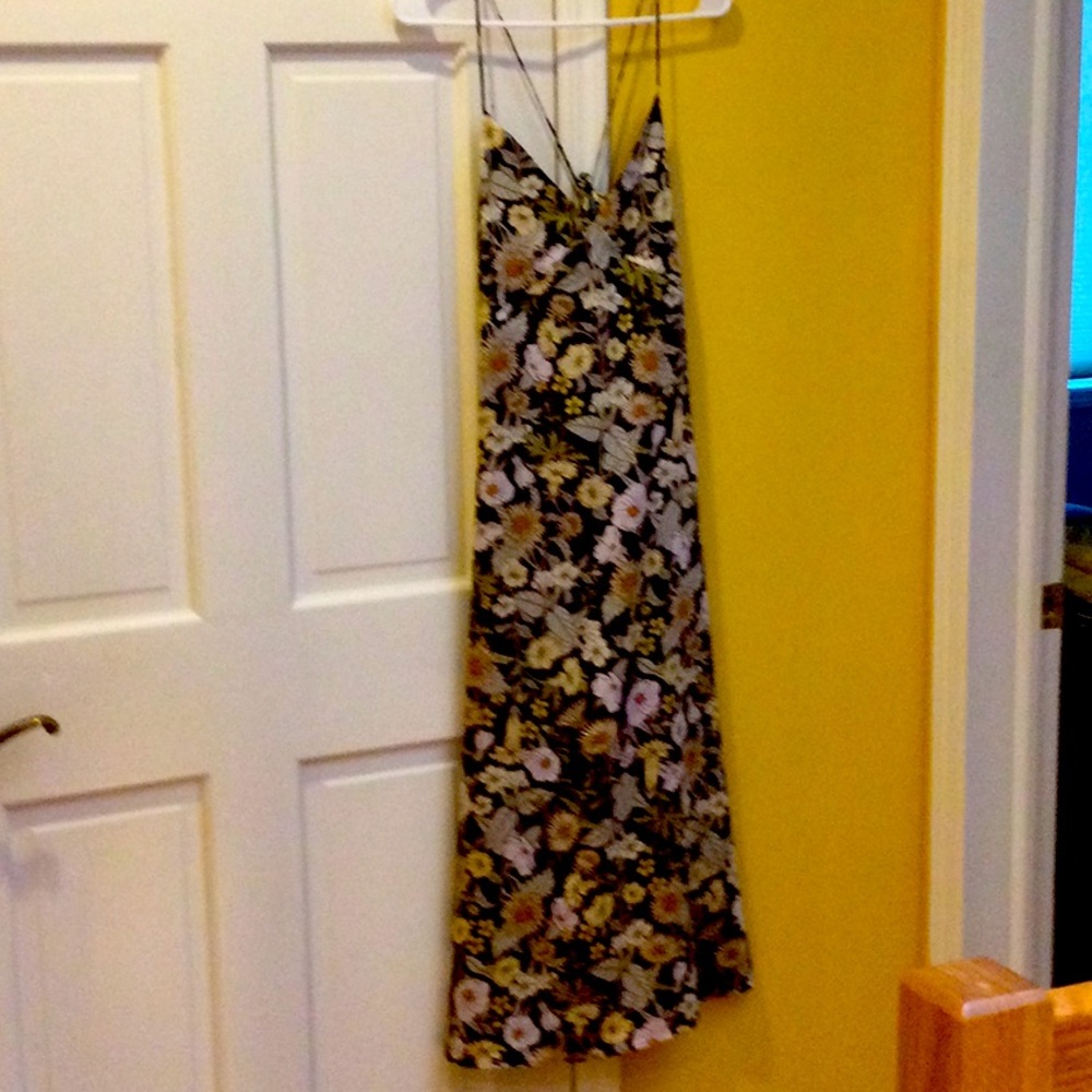 H &M black silk slip Maxi Dress, small.